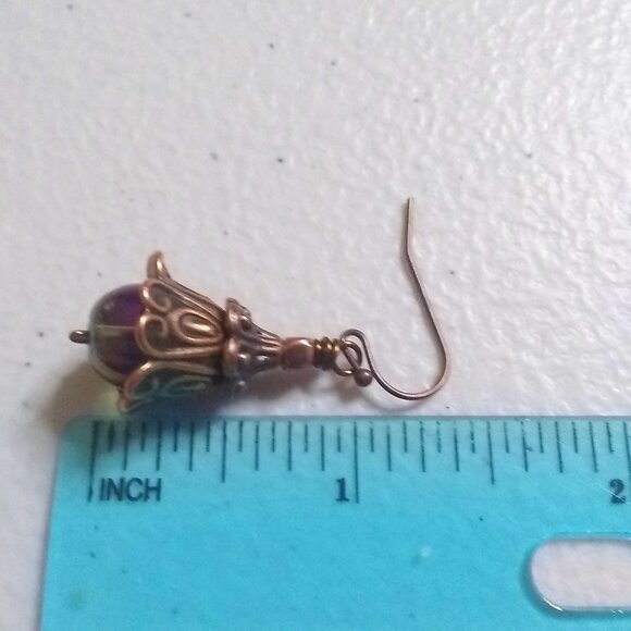 Floral Bell Flower Blossom Dangle Earrings! Perfect Fall Hues! Uniquely Handmade - Picture 9 of 10